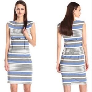 Calvin Klein Cap Sleeve Belted Striped Sheath Dress Career Formal Size 22W